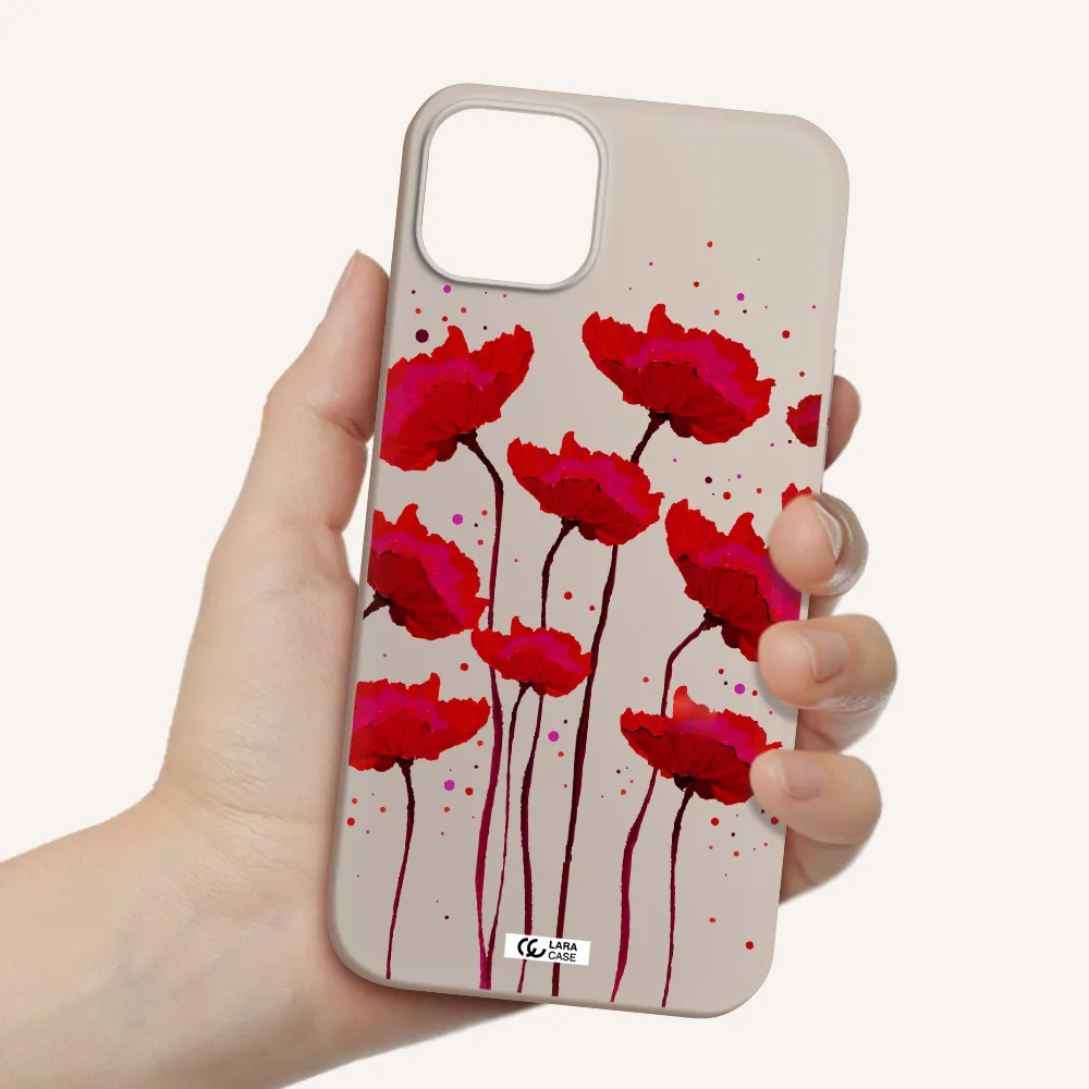 Red Fashion Flower Apple iPhone 14 plus Silicone Stone Case