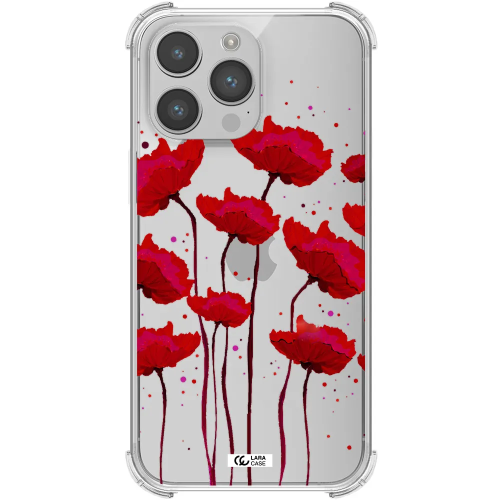 Red Fashion Flower Apple iPhone 14 pro Clear PC Case