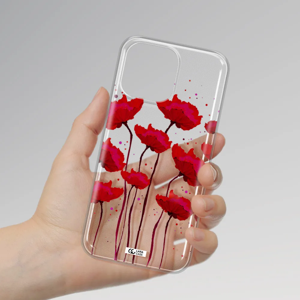 Red Fashion Flower Apple iPhone 14 pro Clear TPU Case