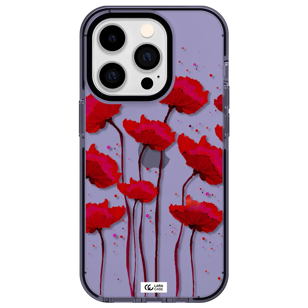 Red Fashion Flower Apple iPhone 14 pro impact Lilac Case