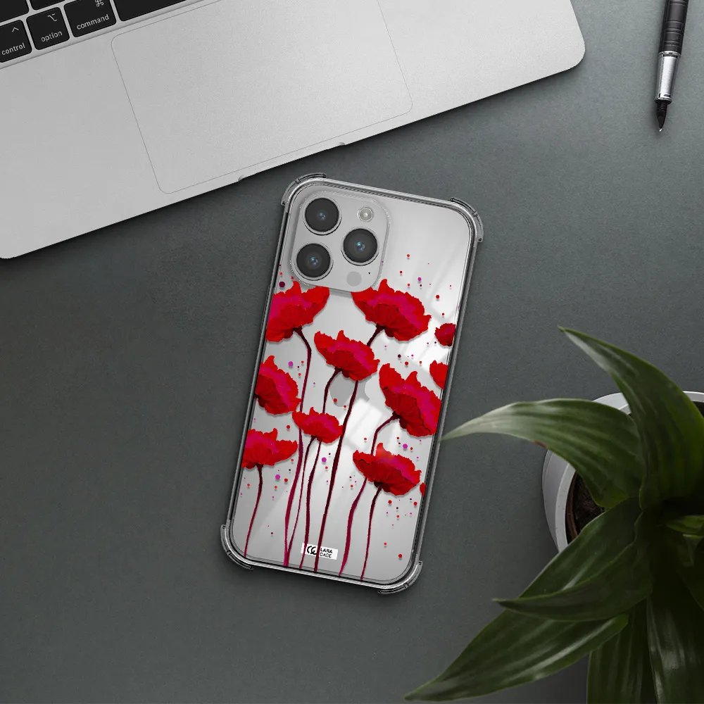 Red Fashion Flower Apple iPhone 14 pro max Clear PC Case