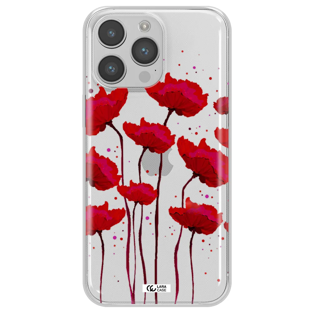 Red Fashion Flower Apple iPhone 14 pro max Clear TPU Case