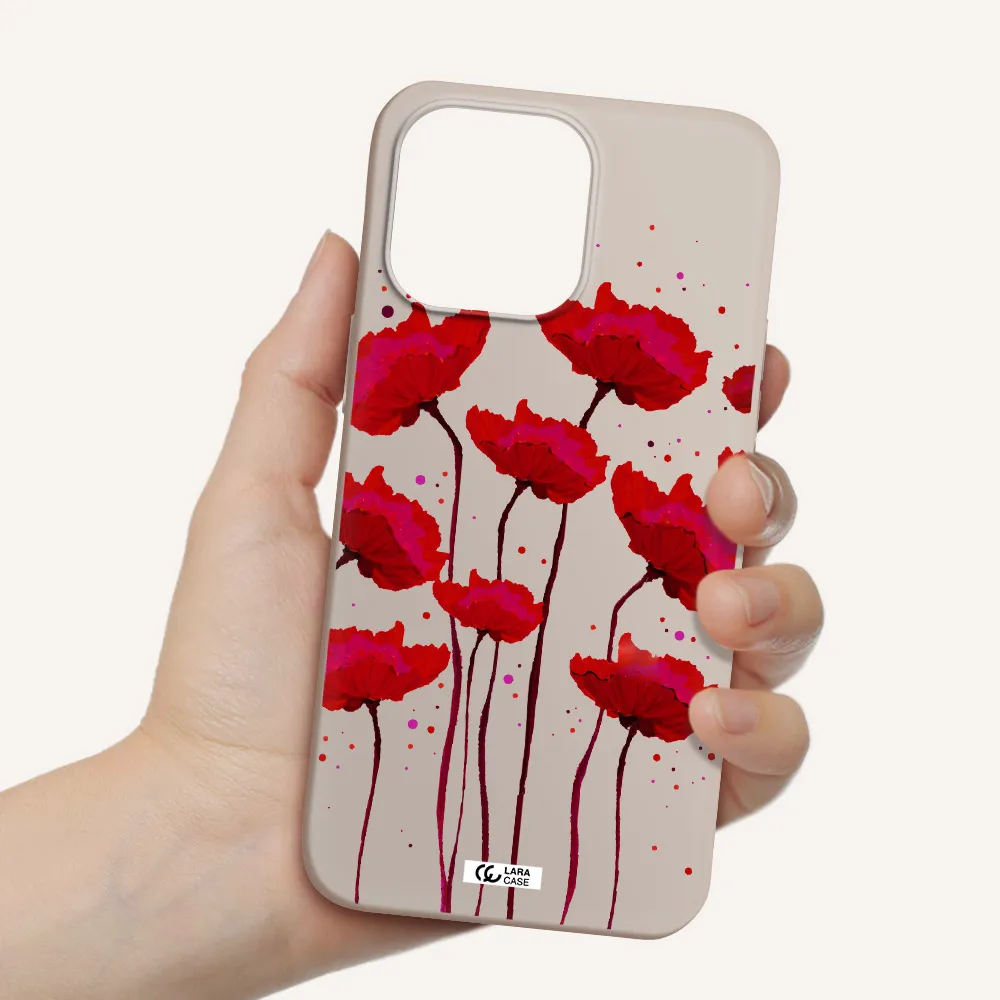 Red Fashion Flower Apple iPhone 14 pro Silicone Stone Case