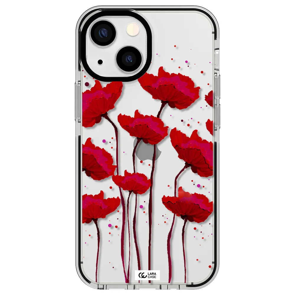 Red Fashion Flower Apple iPhone 15 impact black border Case