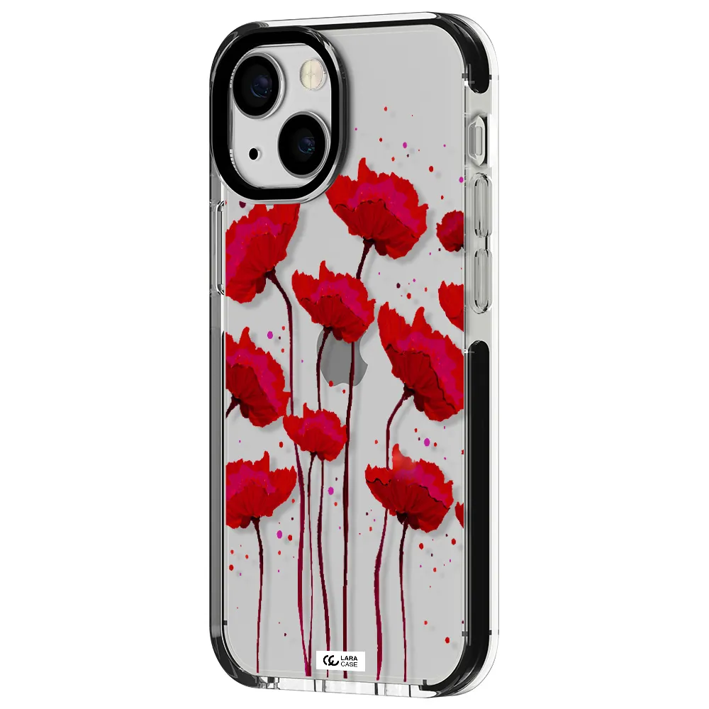 Red Fashion Flower Apple iPhone 15 impact black border Case