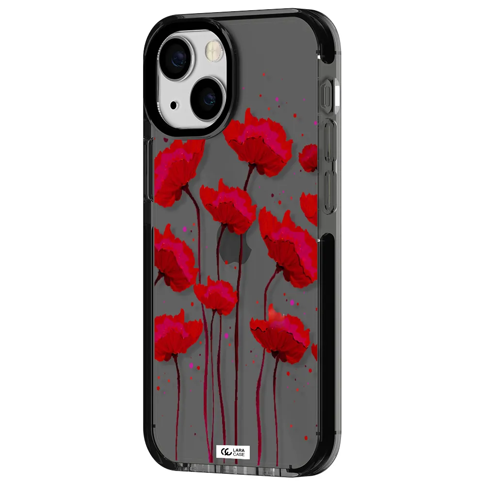 Red Fashion Flower Apple iPhone 15 impact Smoke Black Case