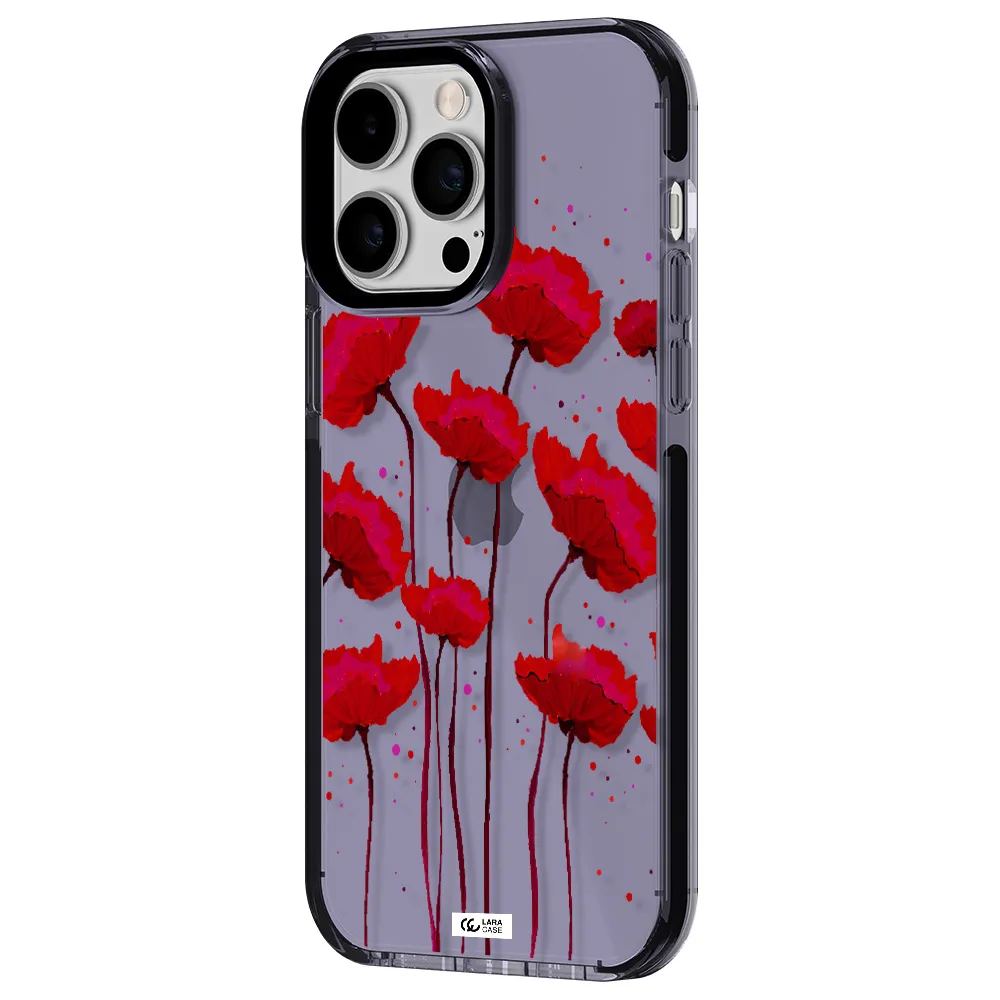 Red Fashion Flower Apple iPhone 15 Pro impact Lilac Case