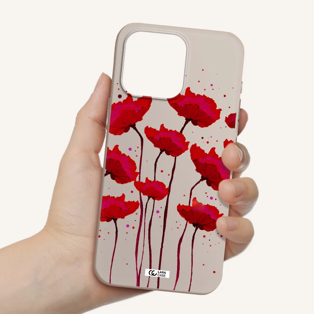 Red Fashion Flower Apple Iphone 15 Pro max Silicone Stone Case