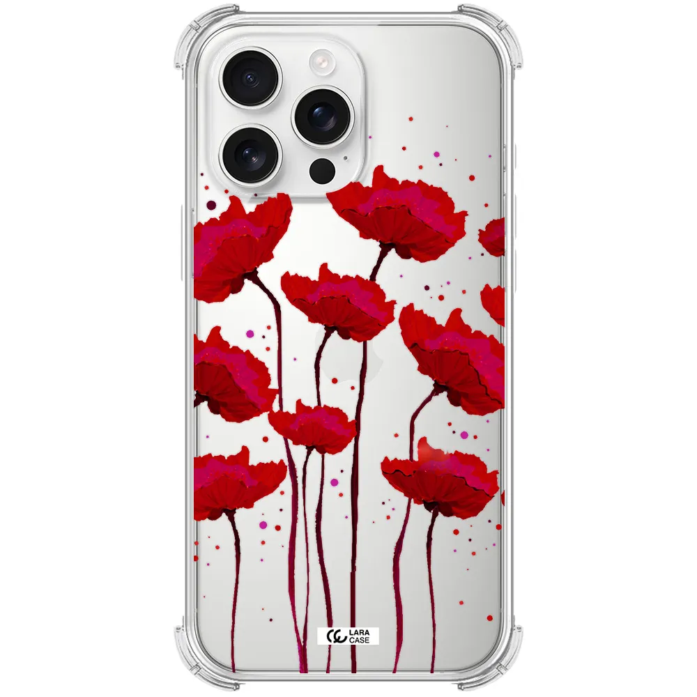 Red Fashion Flower Apple Iphone 16 Pro Max Clear Pc Case