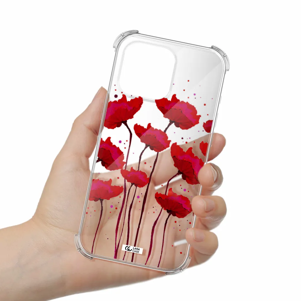 Red Fashion Flower Apple Iphone 16 Pro Max Clear Pc Case