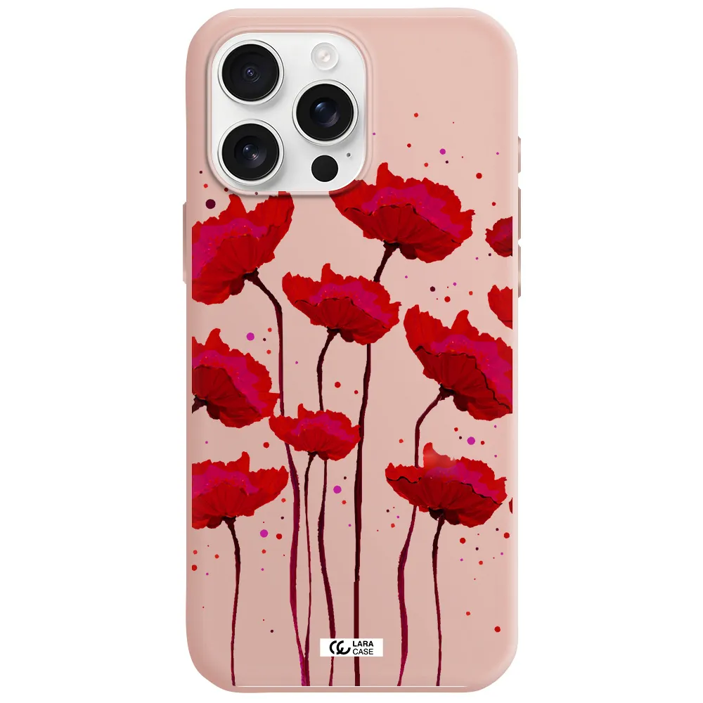 Red Fashion Flower Apple Iphone 16 Pro Max Silicone Pastel Pink Case