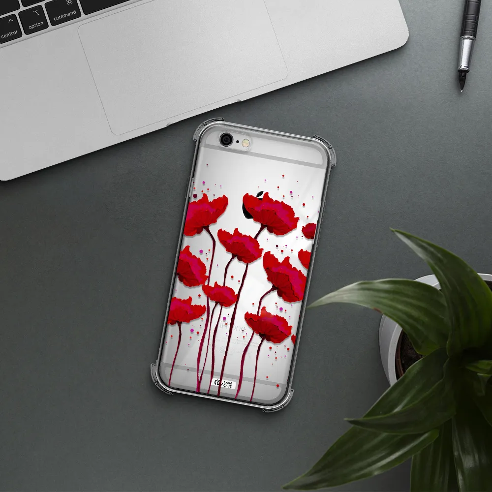 Red Fashion Flower Apple iPhone 6 Clear PC Case