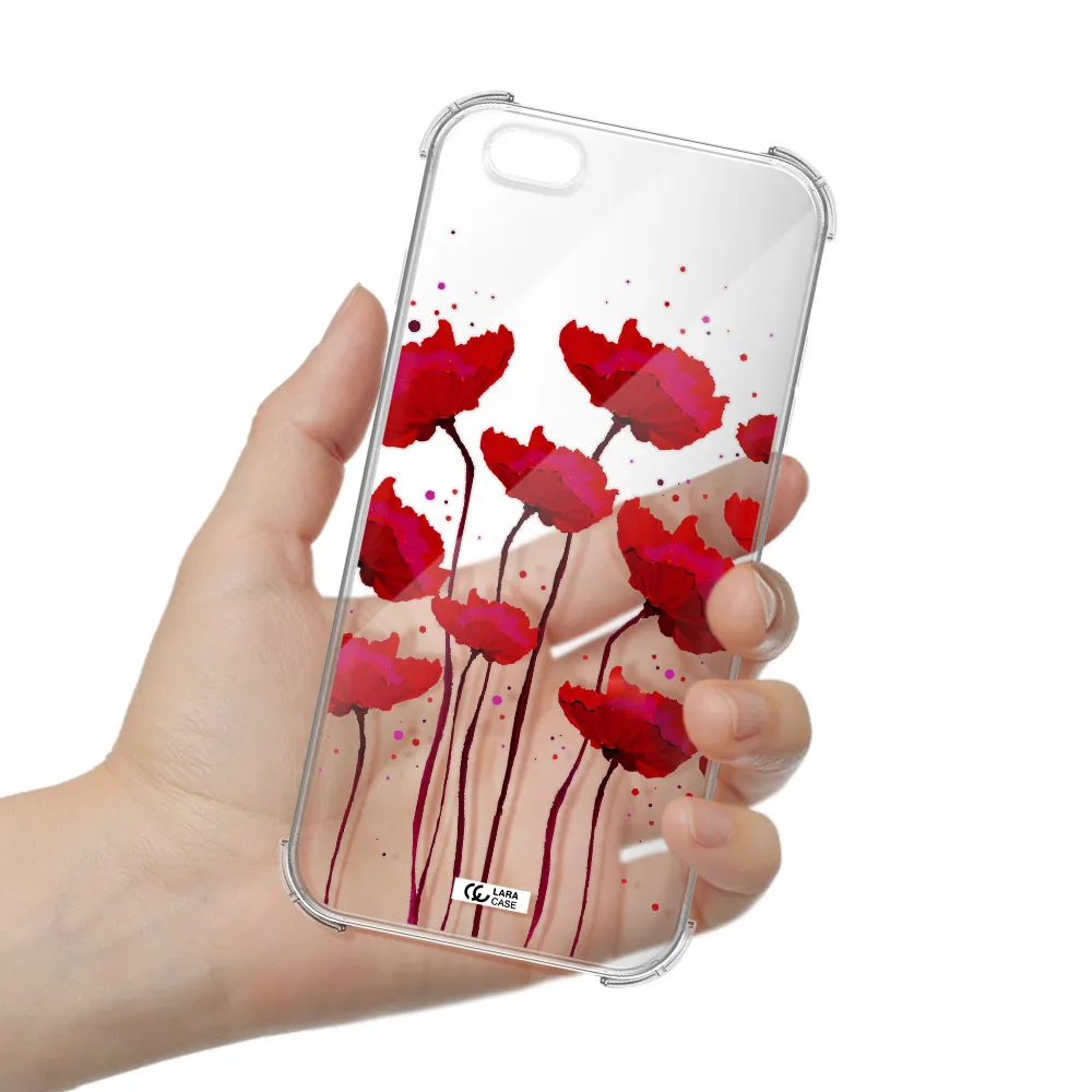 Red Fashion Flower Apple iPhone 6 plus Clear PC Case