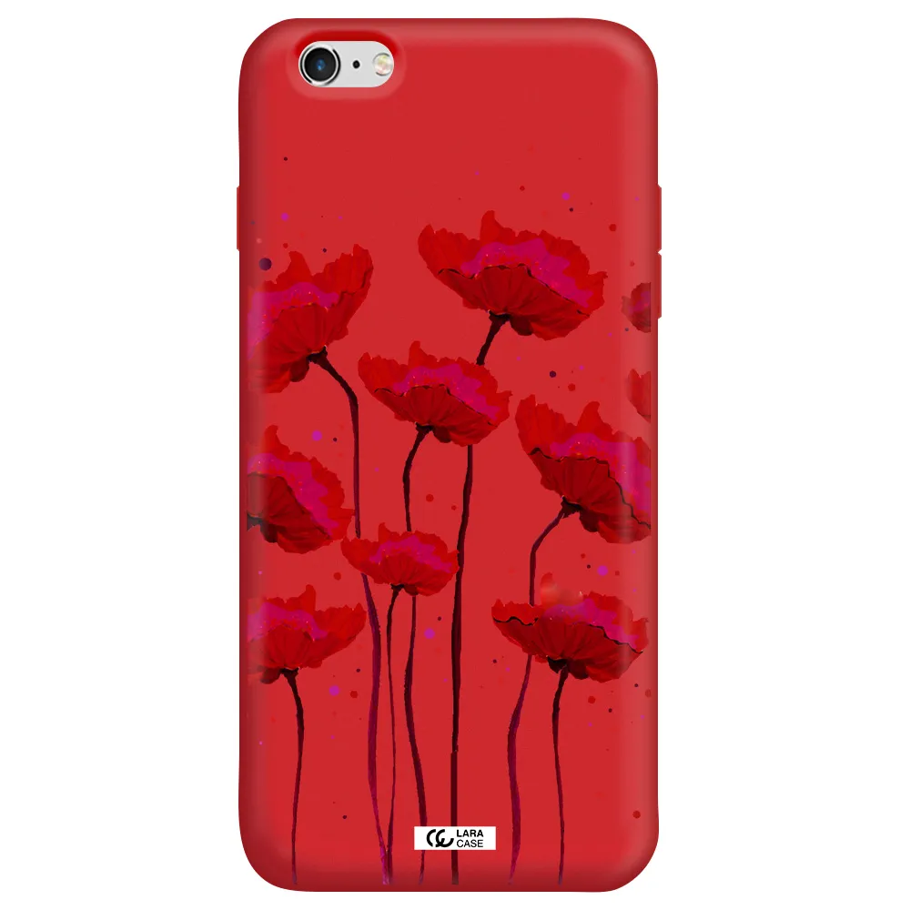 Red Fashion Flower Apple iPhone 6 plus Silicone Imperial Red Case