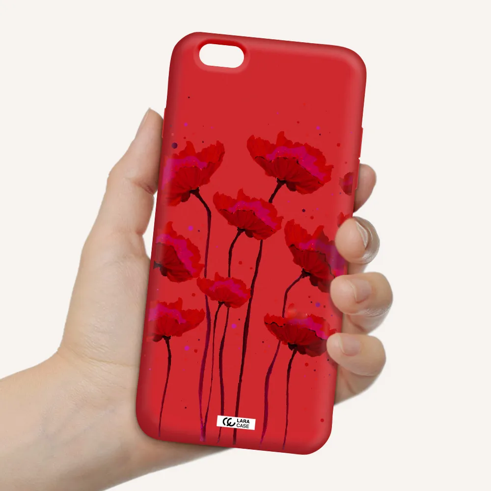 Red Fashion Flower Apple iPhone 6 plus Silicone Imperial Red Case