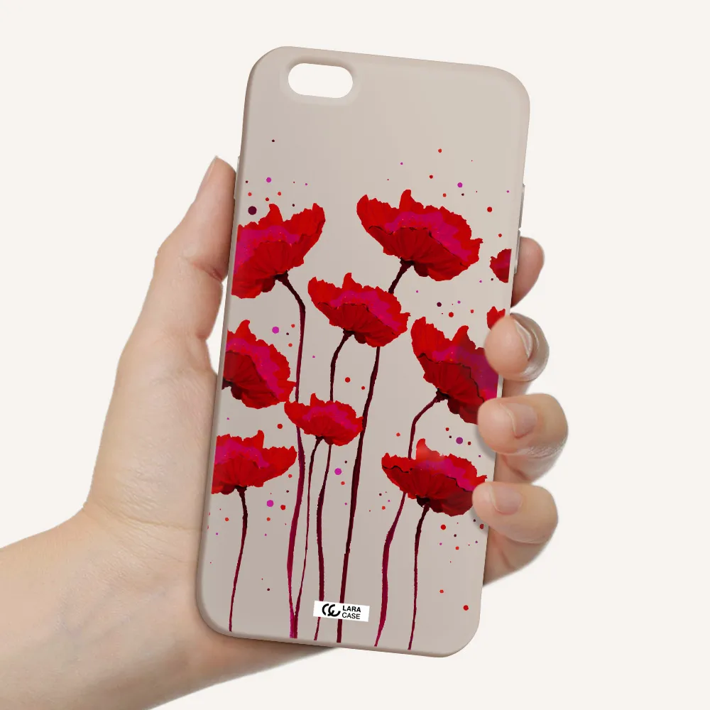 Red Fashion Flower Apple iPhone 6 plus Silicone Stone Case