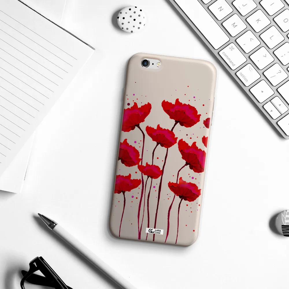 Red Fashion Flower Apple iPhone 6 plus Silicone Stone Case