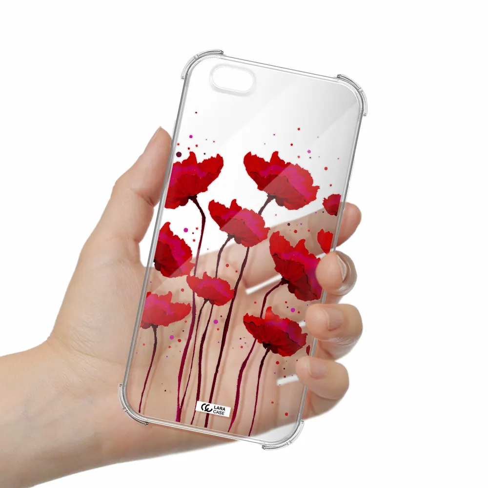 Red Fashion Flower Apple iPhone 6 s plus Clear PC Case