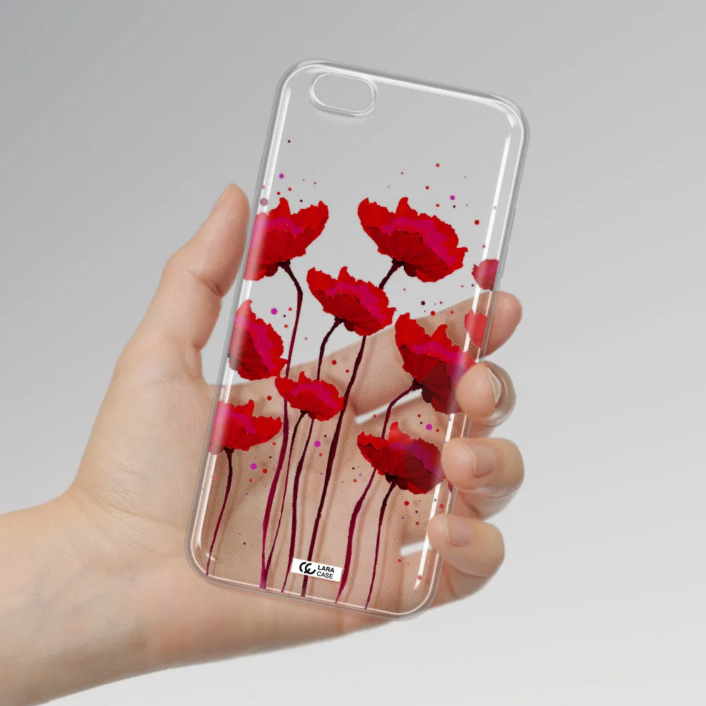 Red Fashion Flower Apple iPhone 6 s plus Clear TPU Case