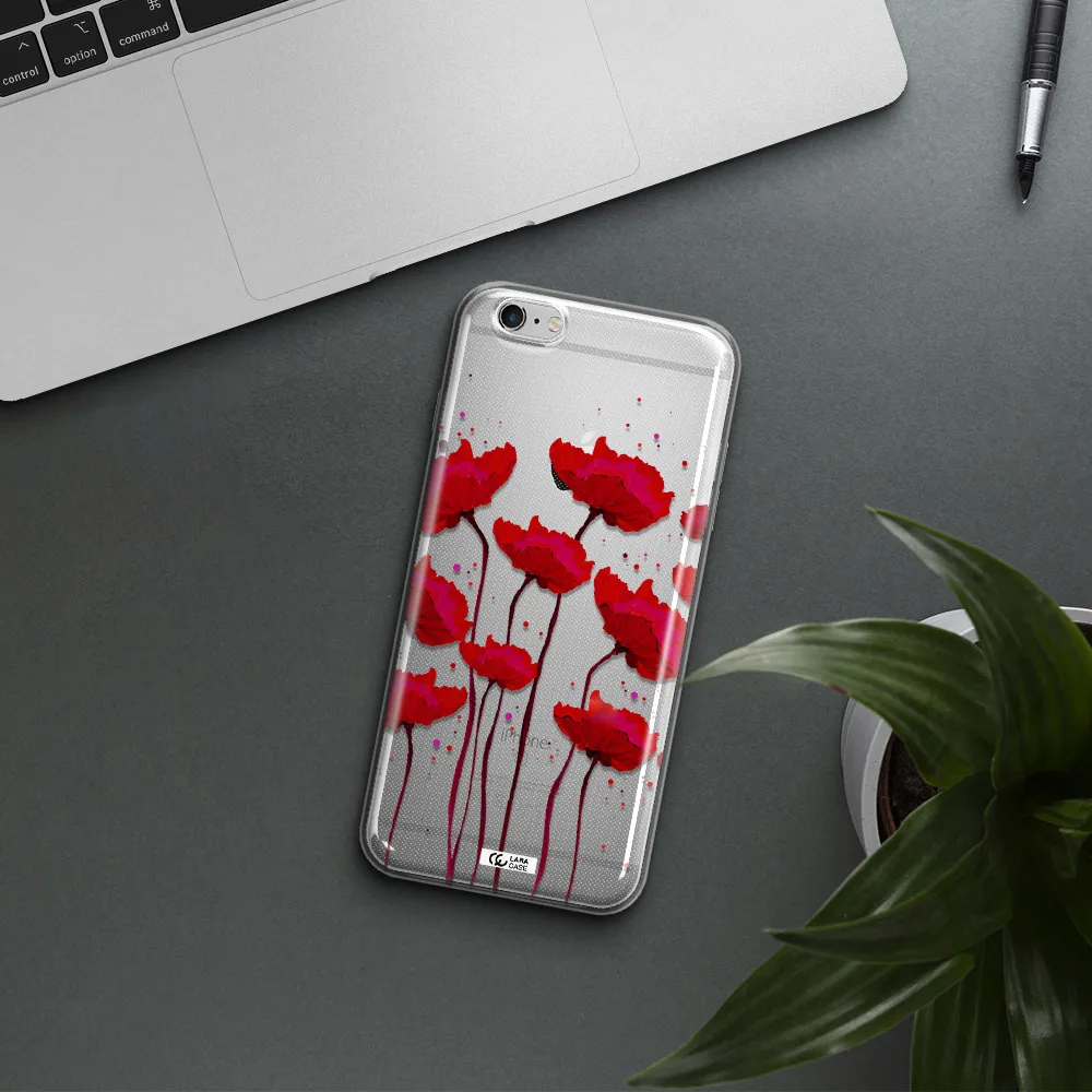 Red Fashion Flower Apple iPhone 6 s plus Clear TPU Case