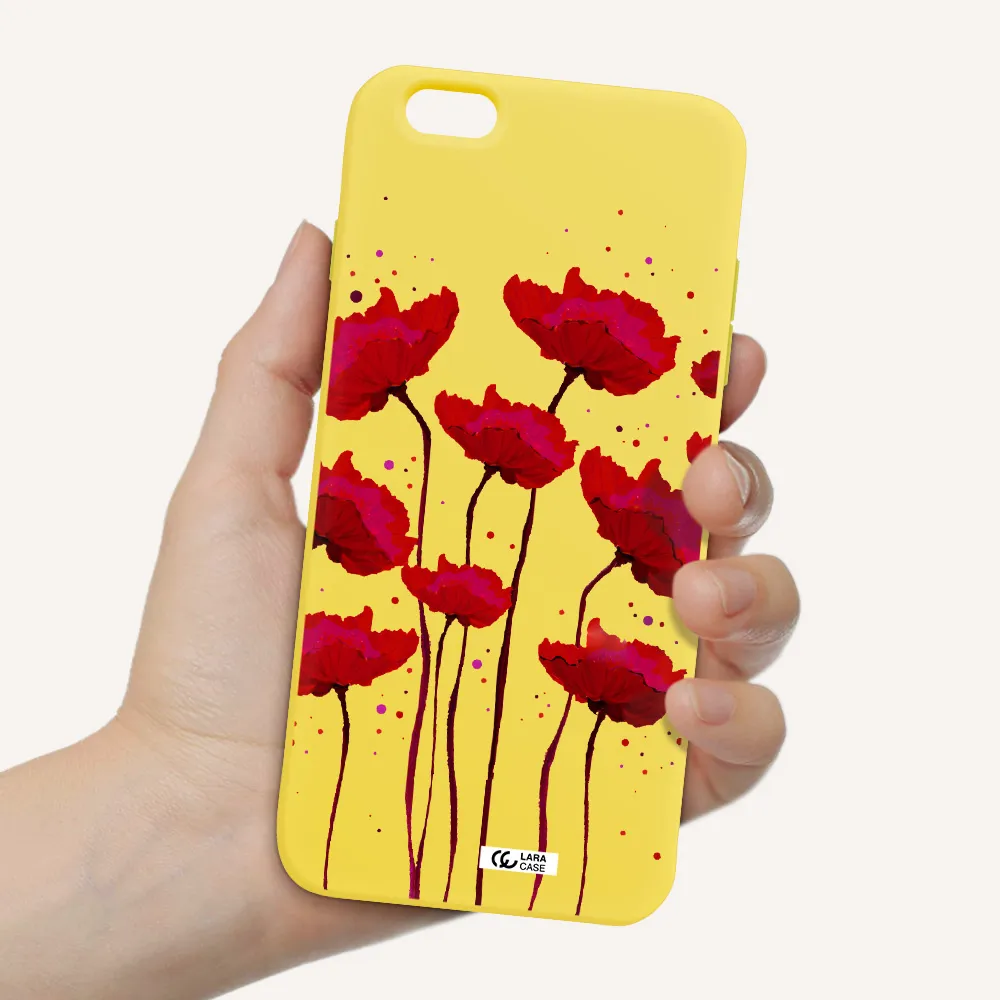 Red Fashion Flower Apple iPhone 6 s plus Silicone canary yellow Case