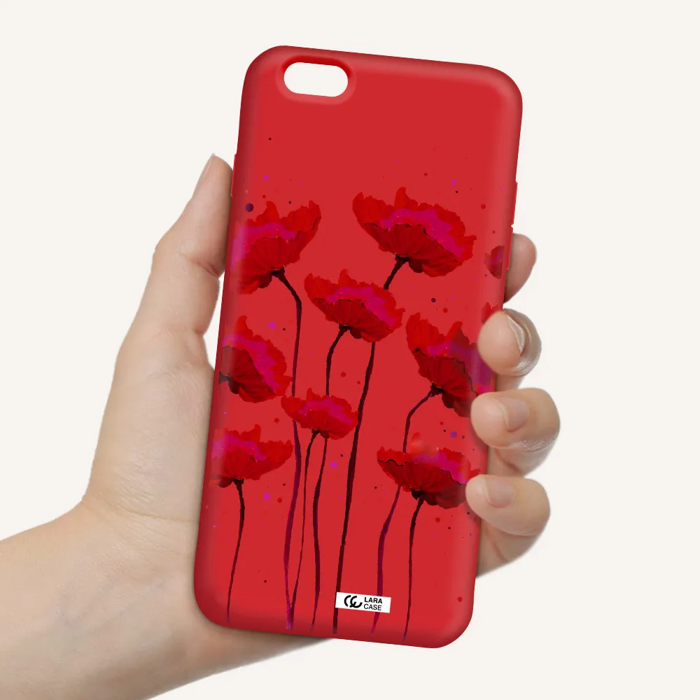 Red Fashion Flower Apple iPhone 6 s plus Silicone Imperial Red Case