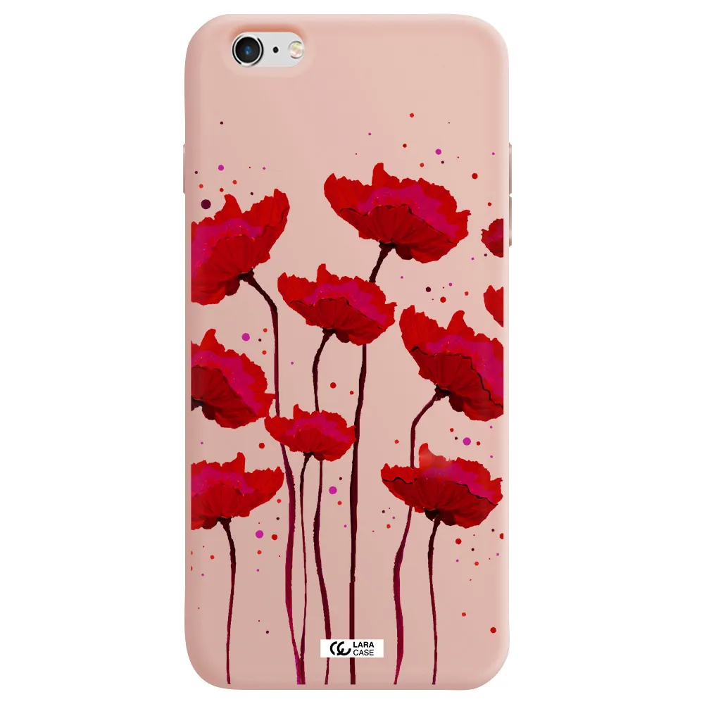 Red Fashion Flower Apple iPhone 6 s plus Silicone pastel pink Case
