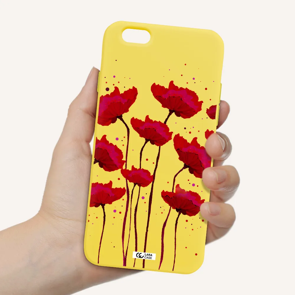Red Fashion Flower Apple iPhone 6 Silicone canary yellow Case