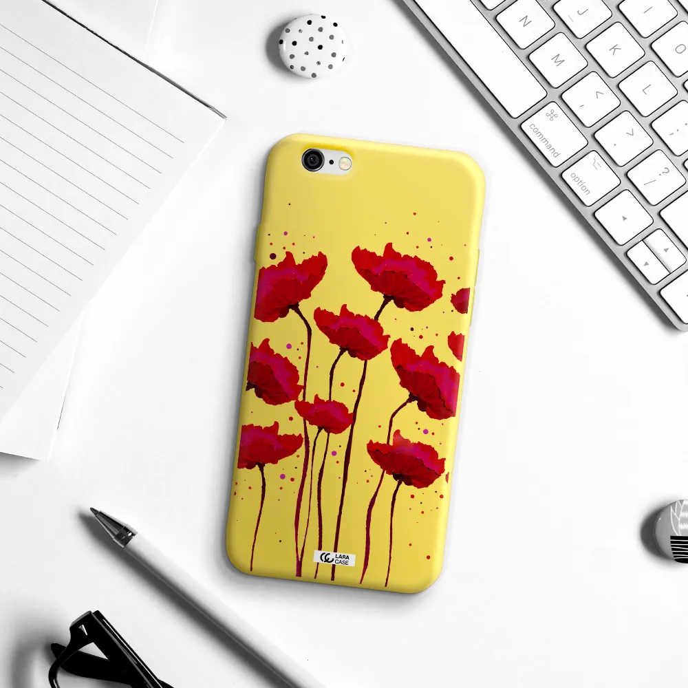 Red Fashion Flower Apple iPhone 6 Silicone canary yellow Case