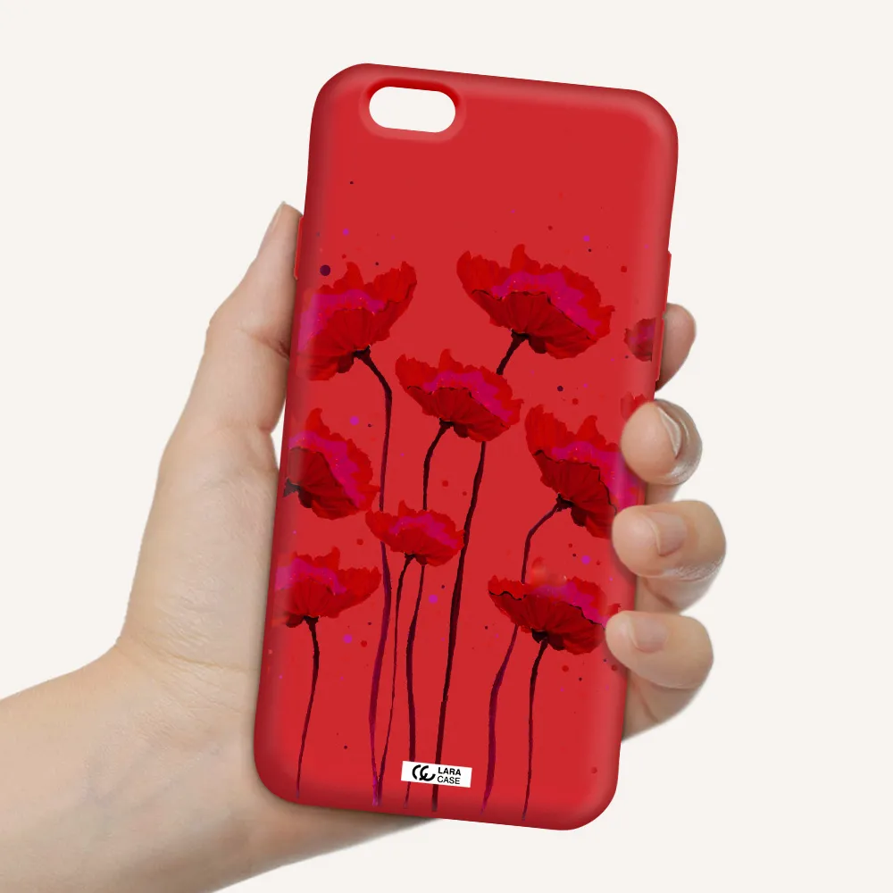 Red Fashion Flower Apple iPhone 6 Silicone Imperial Red Case