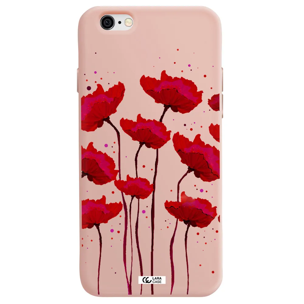 Red Fashion Flower Apple iPhone 6 Silicone pastel pink Case