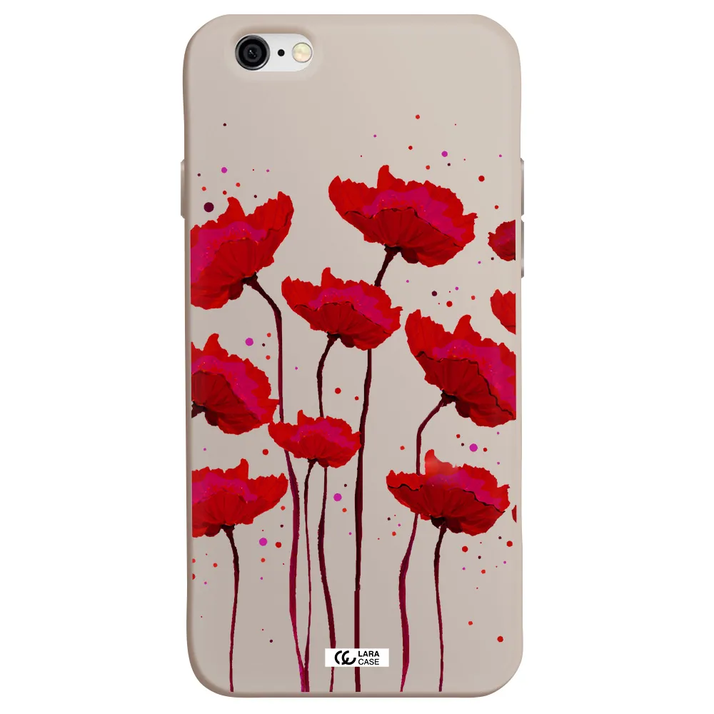 Red Fashion Flower Apple iPhone 6 Silicone Stone Case