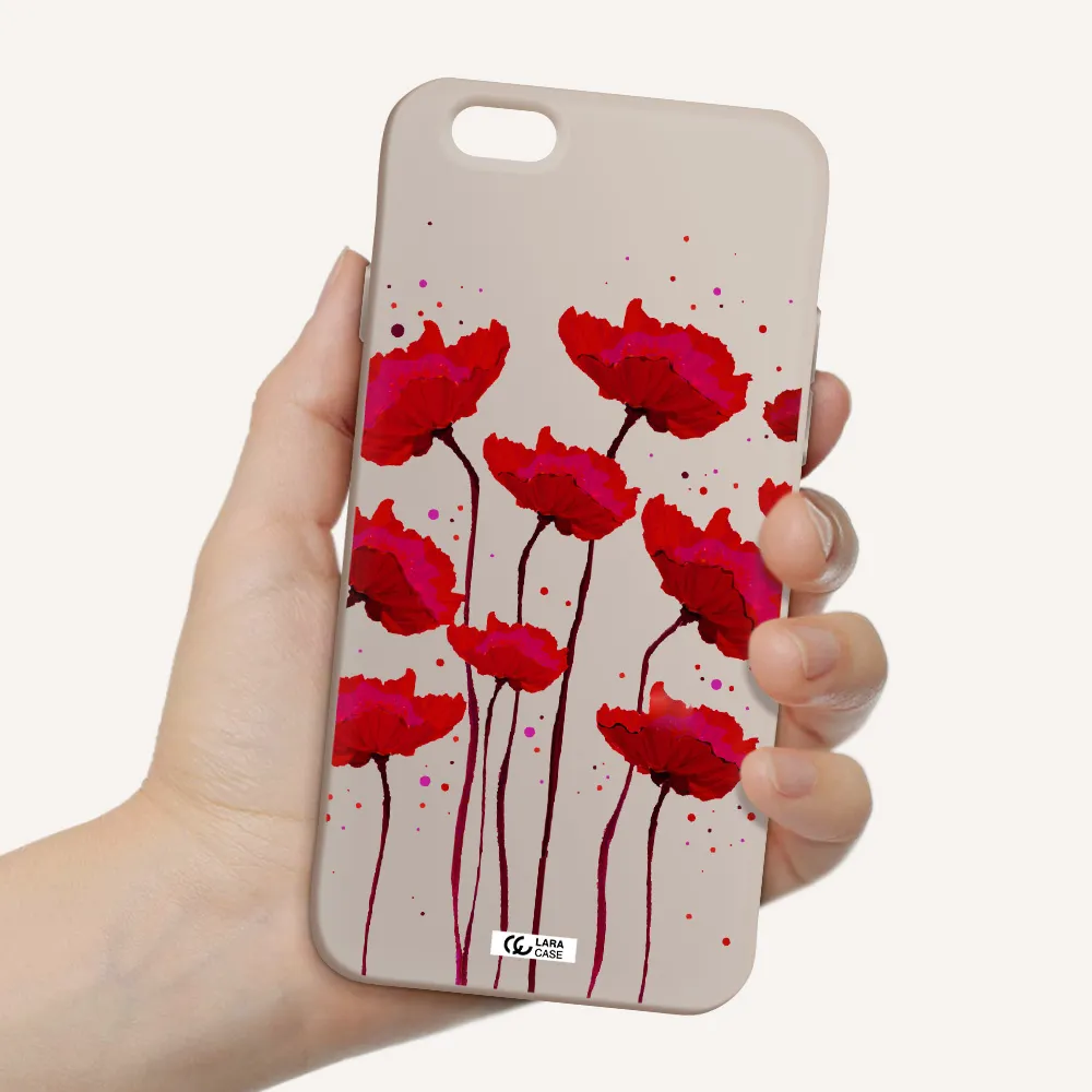 Red Fashion Flower Apple iPhone 6 Silicone Stone Case