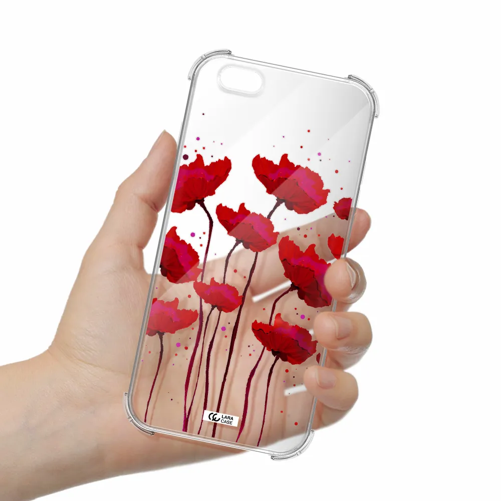 Red Fashion Flower Apple iPhone 6S Clear PC Case
