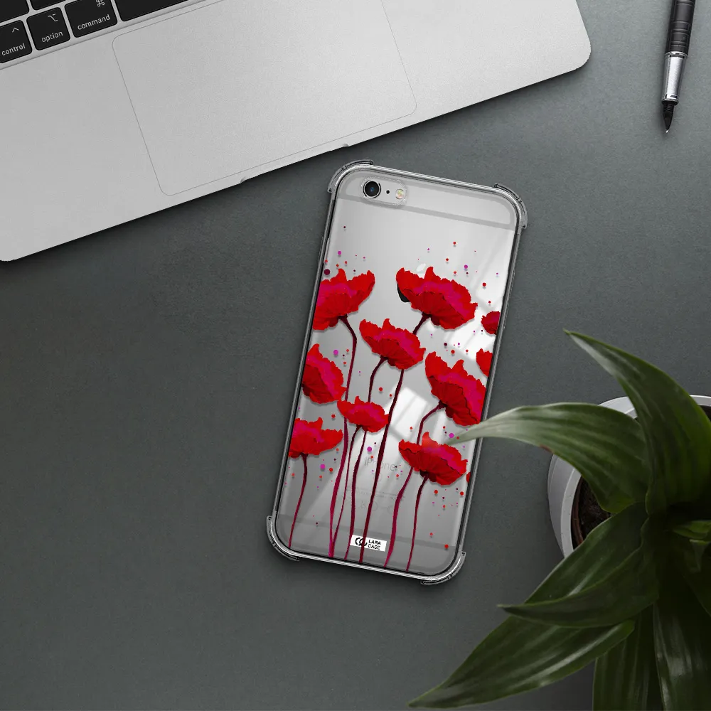 Red Fashion Flower Apple iPhone 6S Clear PC Case