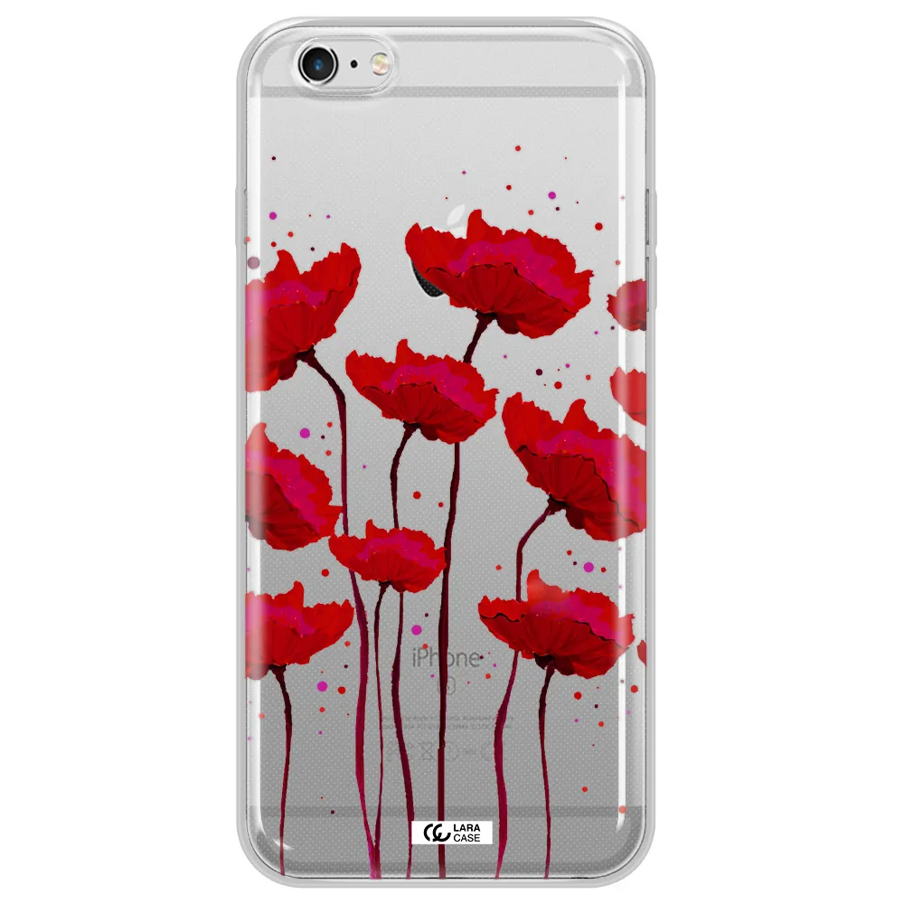 Red Fashion Flower Apple iPhone 6S Clear TPU Case