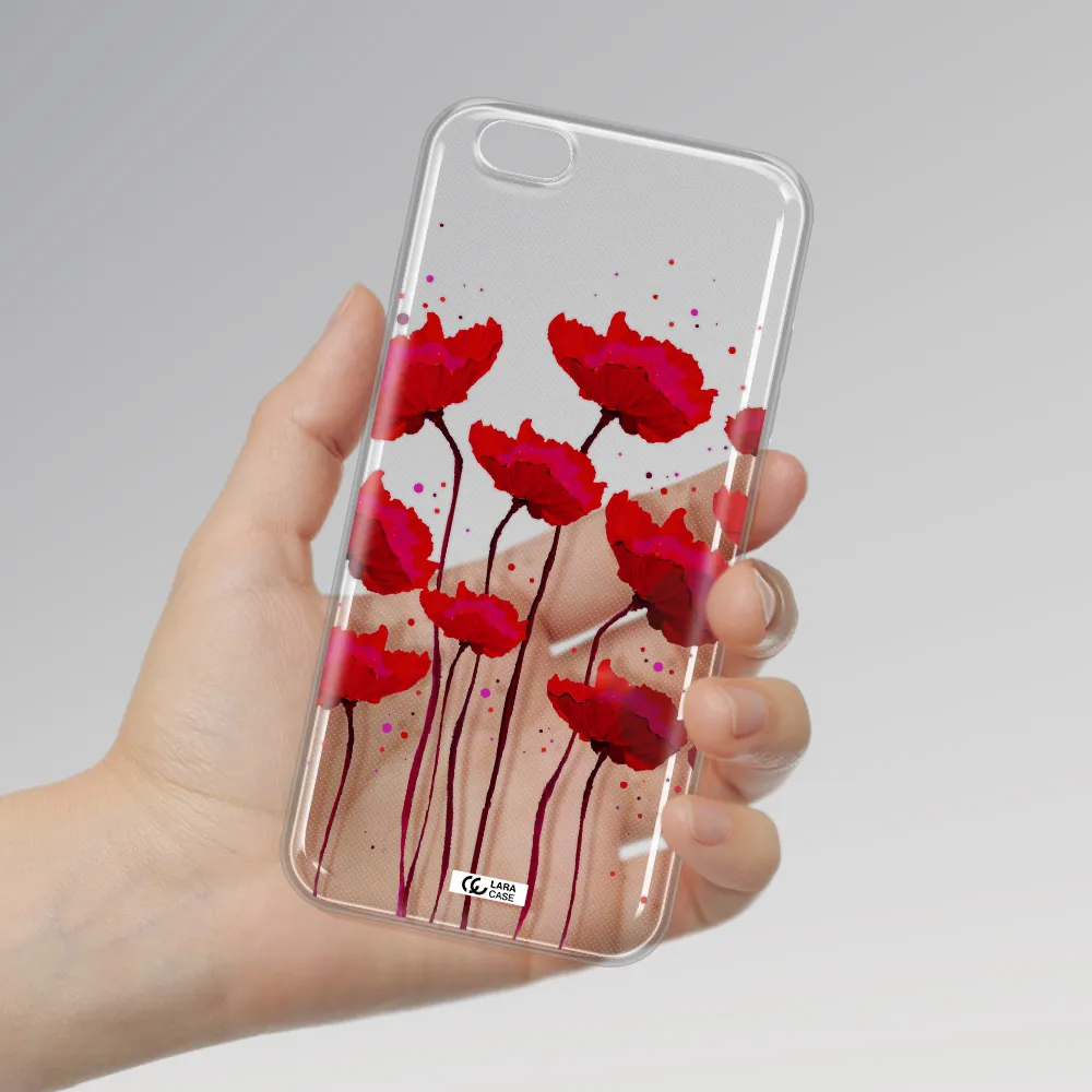 Red Fashion Flower Apple iPhone 6S Clear TPU Case