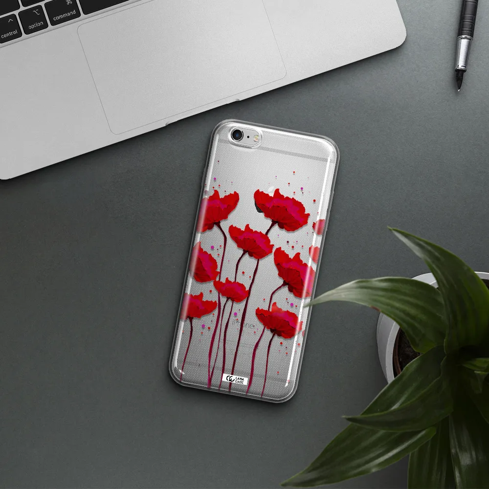 Red Fashion Flower Apple iPhone 6S Clear TPU Case