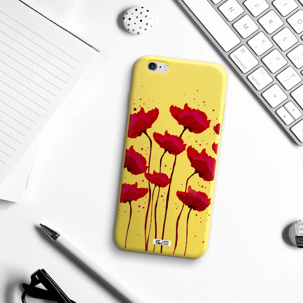 Red Fashion Flower Apple iPhone 6S Silicone canary yellow Case