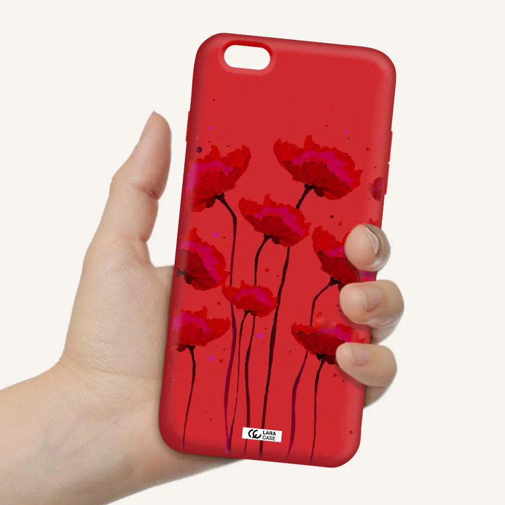 Red Fashion Flower Apple iPhone 6S Silicone Imperial Red Case