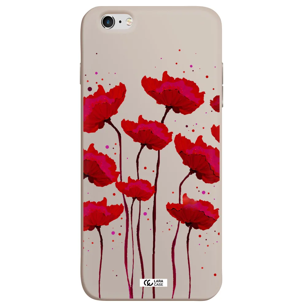 Red Fashion Flower Apple iPhone 6S Silicone Stone Case