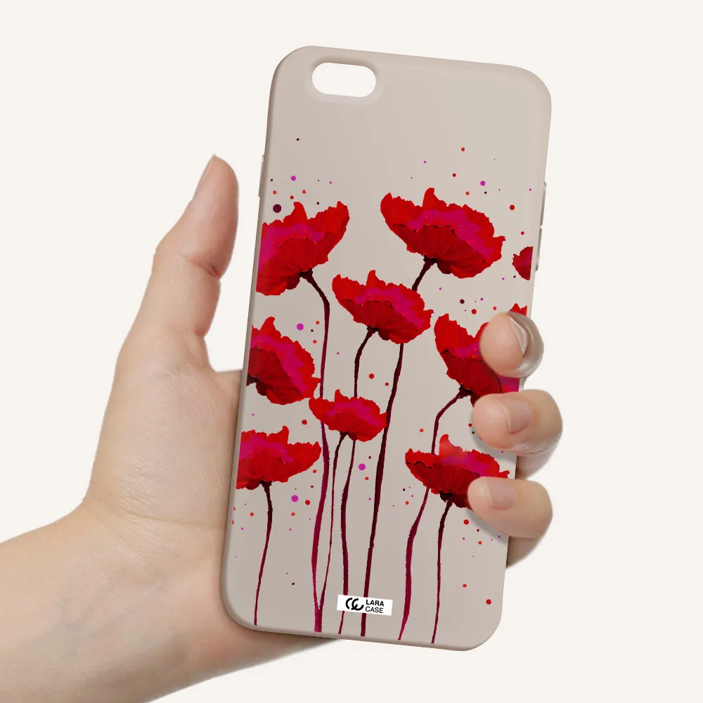 Red Fashion Flower Apple iPhone 6S Silicone Stone Case