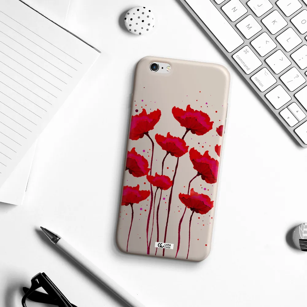 Red Fashion Flower Apple iPhone 6S Silicone Stone Case