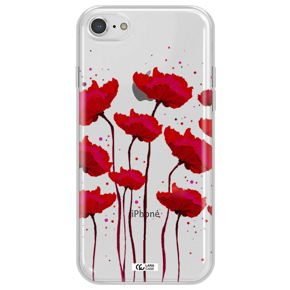 Red Fashion Flower Apple iPhone 7 Clear TPU Case