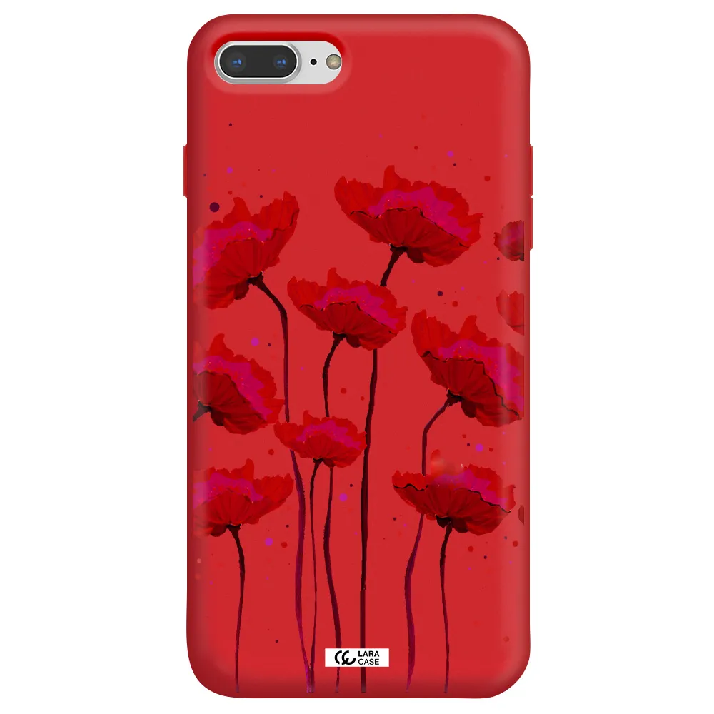 Red Fashion Flower Apple iPhone 7 plus Silicone Imperial Red Case