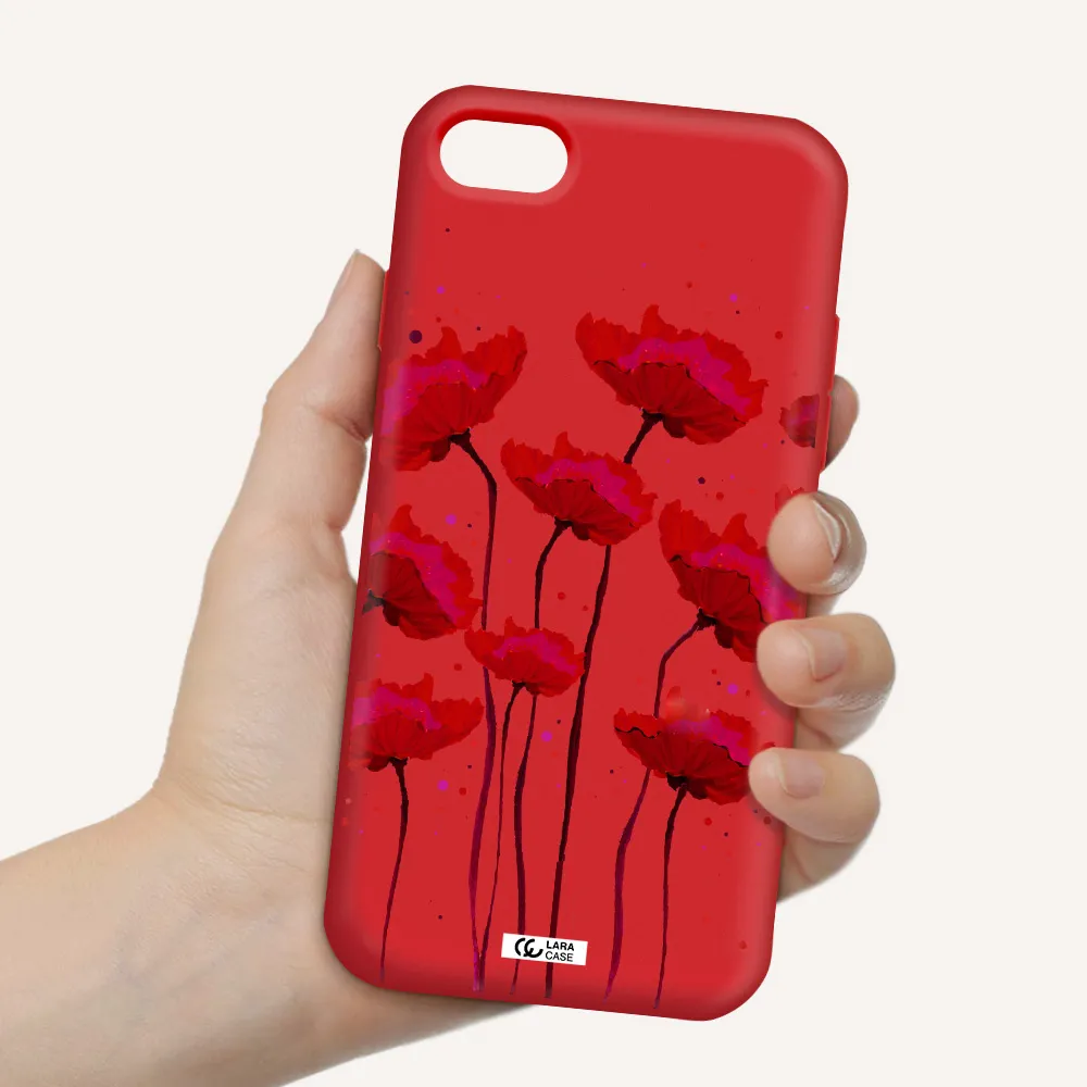 Red Fashion Flower Apple iPhone 7 Silicone Imperial Red Case