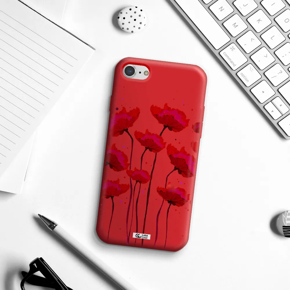 Red Fashion Flower Apple iPhone 7 Silicone Imperial Red Case