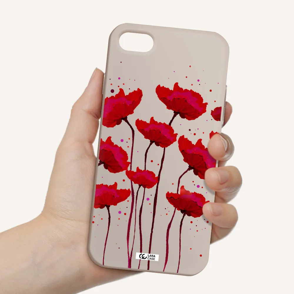 Red Fashion Flower Apple iPhone 7 Silicone Stone Case