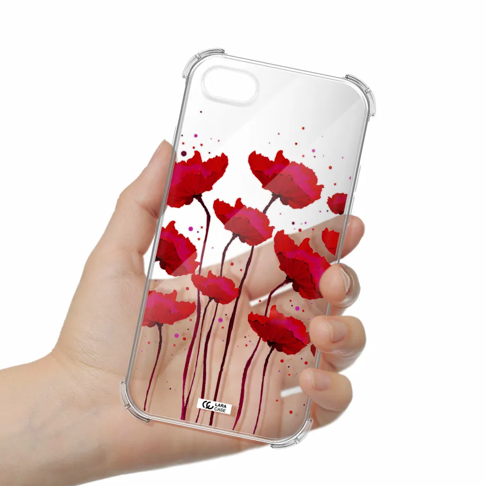 Red Fashion Flower Apple iPhone 8 Clear PC Case