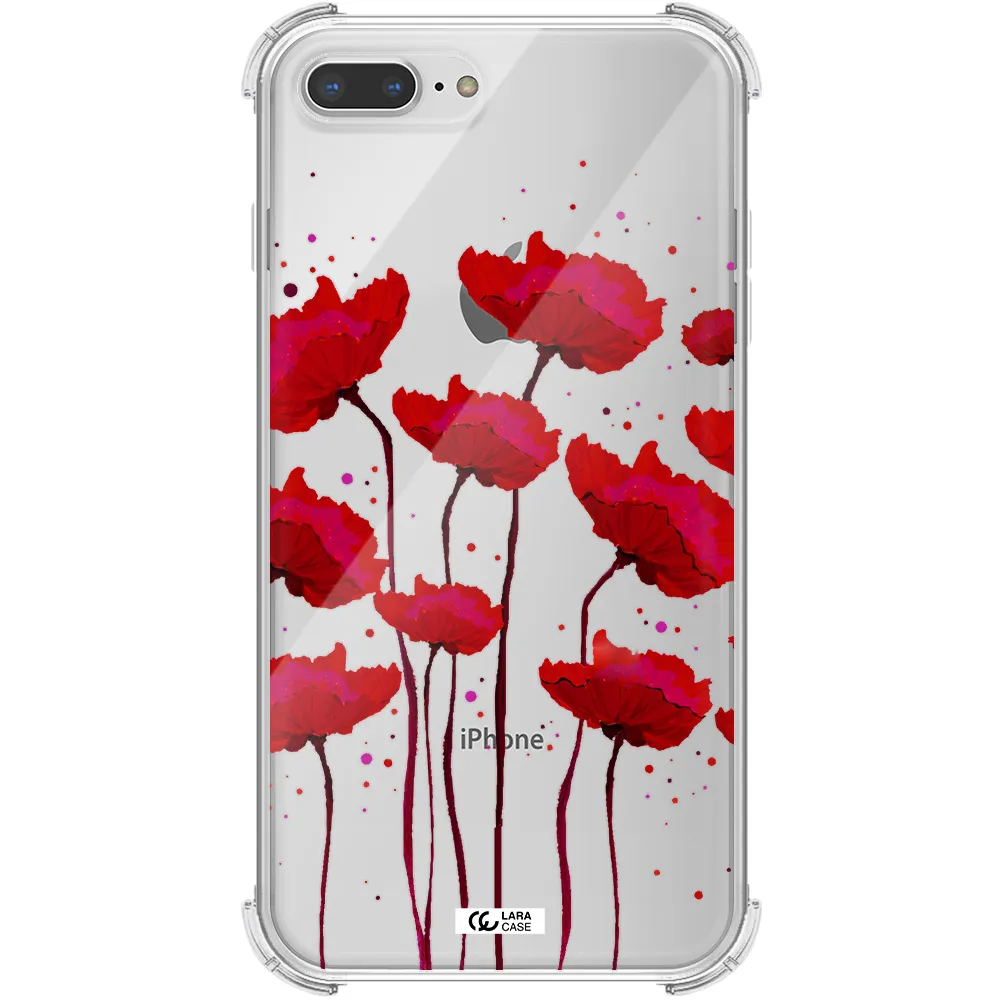 Red Fashion Flower Apple iPhone 8 plus Clear PC Case